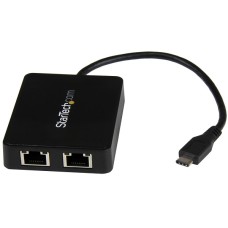 adaptador de red usb-c con dos puertos ethernet gigabit y puerto adicional usb (type-a) p/n us1gc301au2r