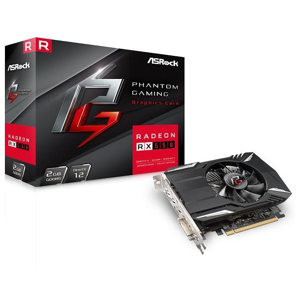 TARJETA DE VIDEO ASROCK RADEON RX550 PHANTOM GAMING 2GB DDR5 64BIT PCIeX P/N 90-GA0ZZZ-00UANF