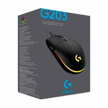 MOUSE GAMER LOGITECH  G203 LIGHTSYNC BLACK USB P/N 910-005793