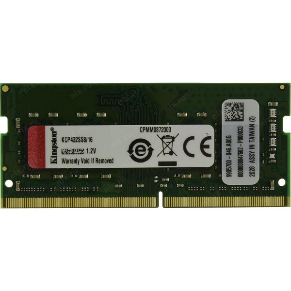 MEMORIA SODIMM KINGSTON 16GB 3200MHZ P/N  KCP432SS8/16