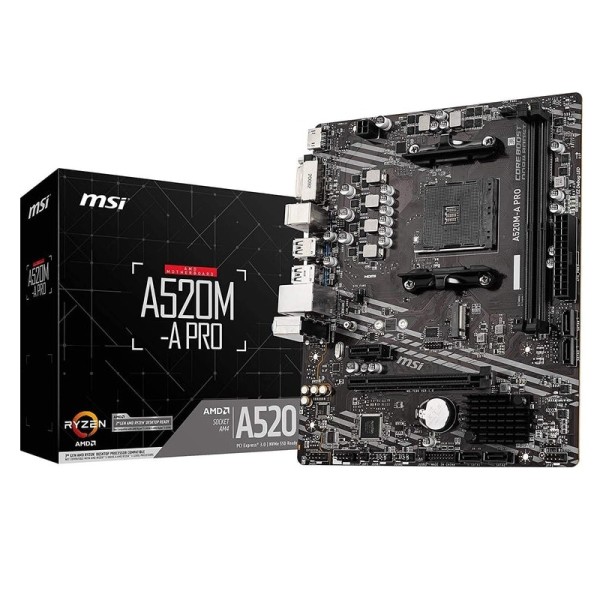 PLACA MADRE MSI A520M-A PRO - MICRO ATX - sAM4 P/N A520M-APRO 