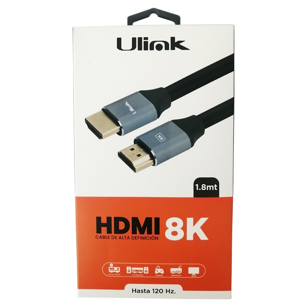 Cable HDMI a HDMI 1.8 mts v2.1, 8k 60Hz, color negro / mod. UL-PROHDMI8K