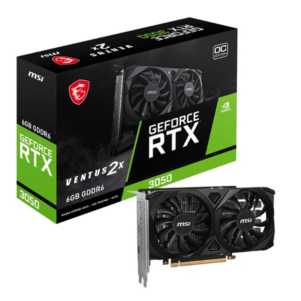 TARJETA DE VIDEO GEFORCE MSI RTX3050 VENTUS 2X OC 6GB P/N RTX3050VENTUS2X6GOC