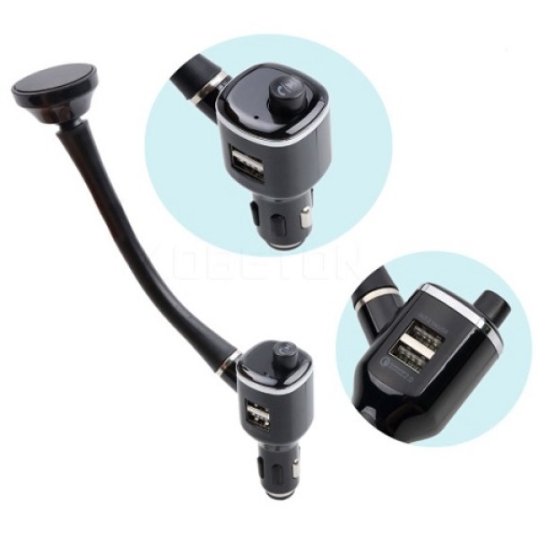 SOPORTE TRANSMISOR FM - BLUETOOTH CON SOPORTE QUICK CHARGE
