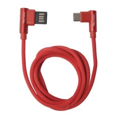 cable tecmaster usb tipo c 1 mts red textil reforzado 90° p/n tm-cb-tc90rd